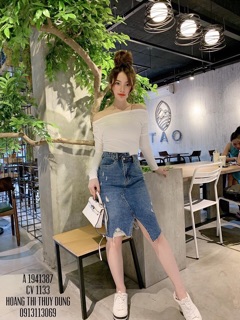 ÁO LỆCH VAI TAY DÀI TRƠN