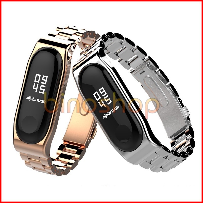 [Xiaomi Miband 4] Dây đeo kim loại mắt to Xiaomi Miband 4 Mijobs