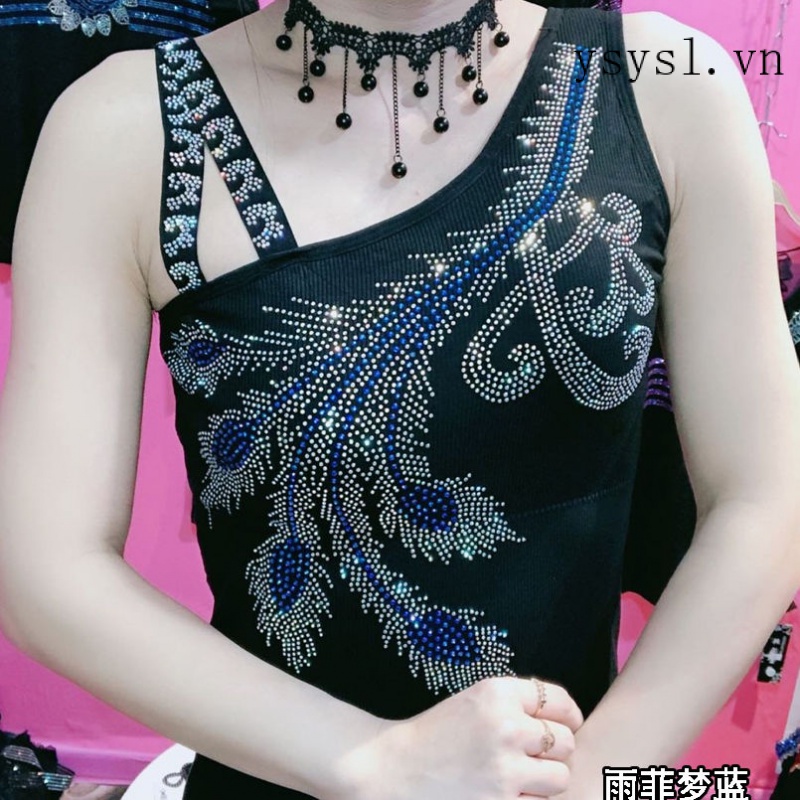 Áo Hai Dây Dáng Ôm Đính Kim Cương Giả Phong Cách Châu Âu Hàng Mới 2022