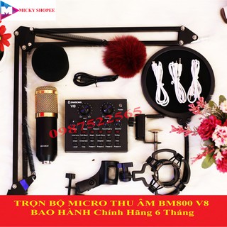 Bộ live stream bm800 sound cad v8 zansong chân màng tai nghe sony