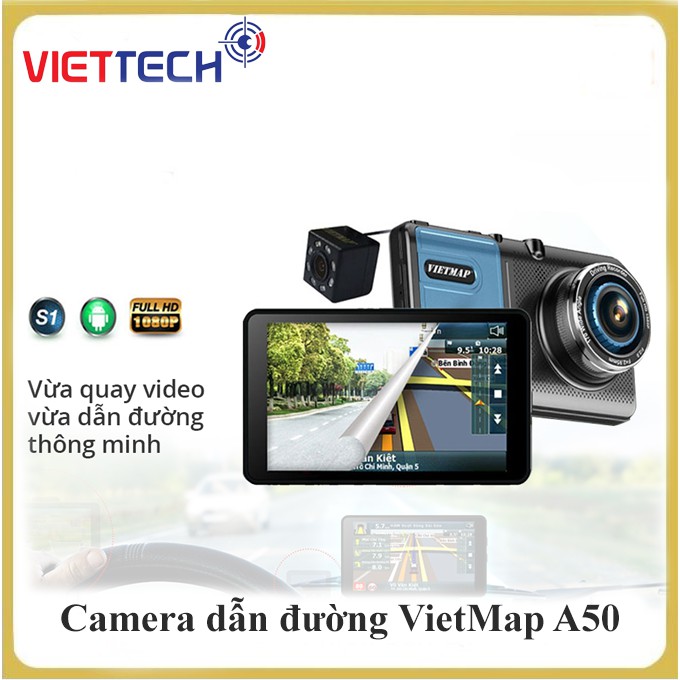 CAMERA HÀNH TRÌNH KIÊM DẪN ĐƯỜNG VETMAP A50 thẻ nhớ 32/64/128GB