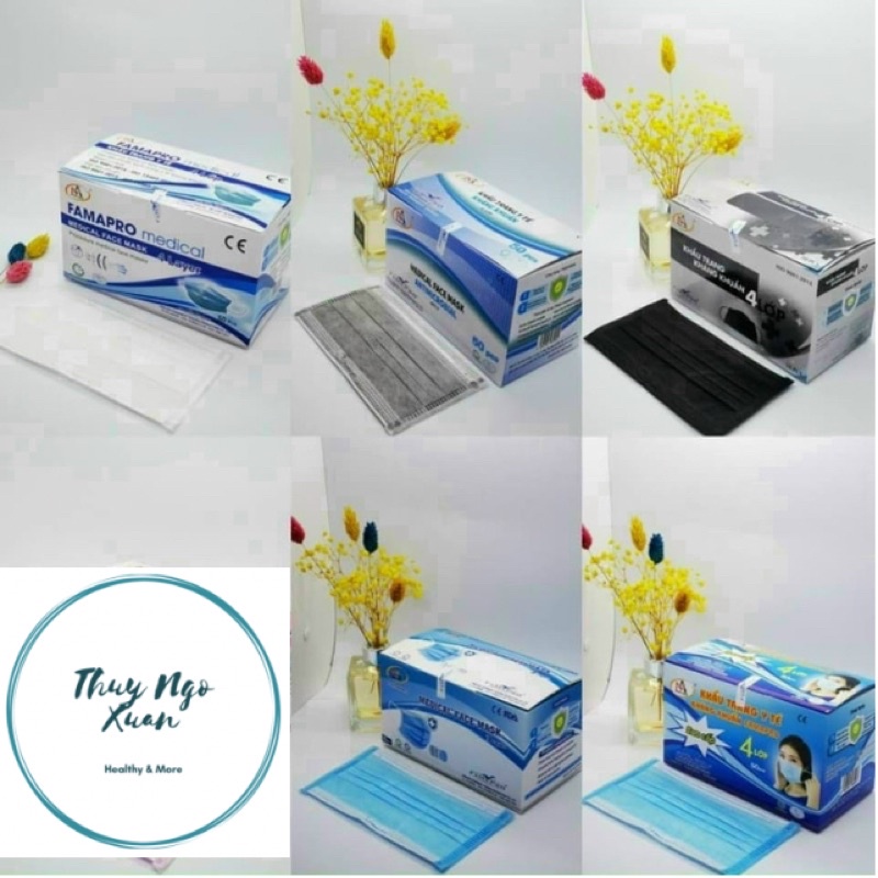 Khẩu Trang Y Tế FAMAPRO Cô Gái, SUNNY FAMAPRO 4 Lớp Kháng Khuẩn, Chống Nước, Siêu Mềm Mượt (50c)