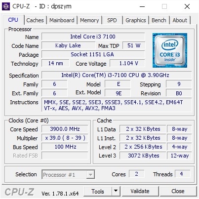 CPU Intel Core i3-7100 (3.9GHz, 2 nhân 4 luồng, 3MB Cache, 51W, Socket 1151) - Đã Qua Sử Dụng, Không Kèm Fan