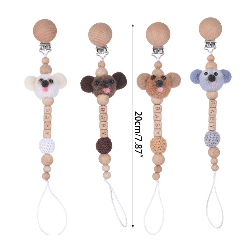 Giá Đỡ Núm Vú Giả Xỏ Hạt Bằng Gỗ + Gấu Koala Thiết Thực