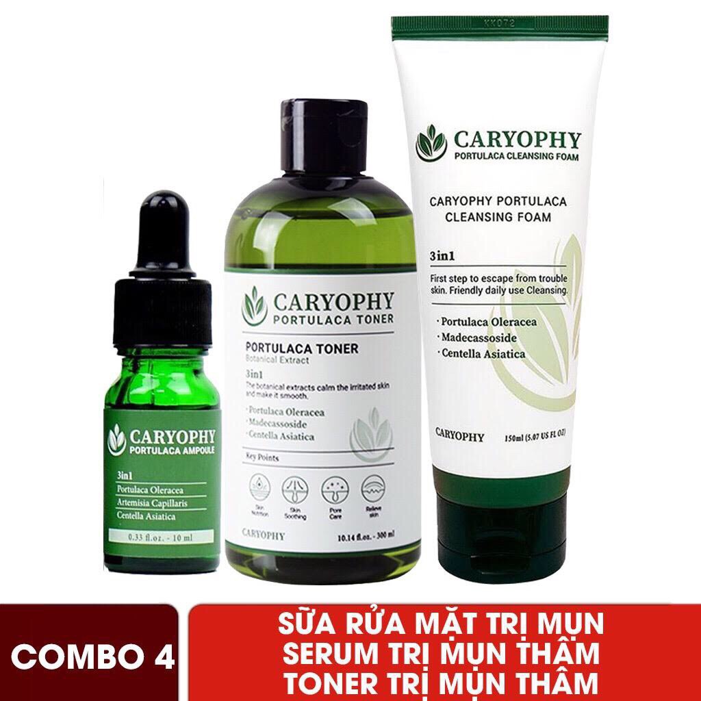 Combo làm sạch da, ngăn ngừa mụn và thâm Caryophy (Sữa rửa mặt 150ml + Toner 300ml + Serum 10ml) | BigBuy360 - bigbuy360.vn