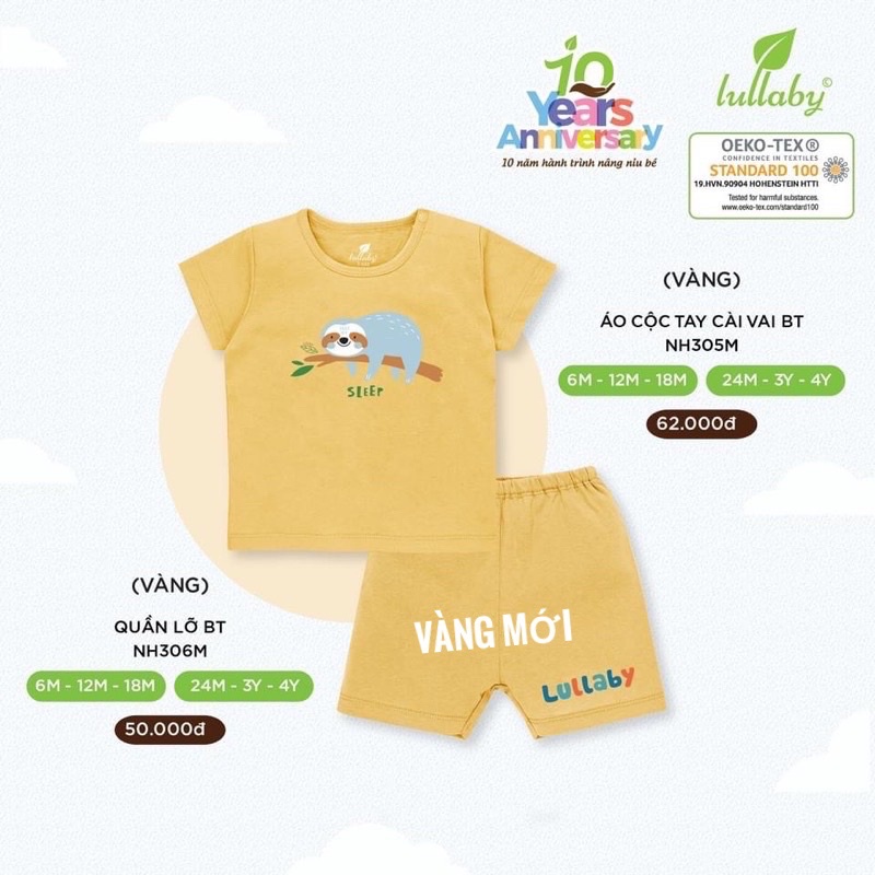 Bộ cộc tay cài vai bé trai Lullaby