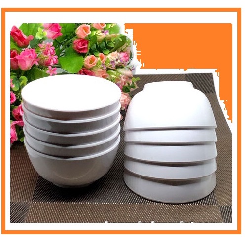 Bộ 10 CHÉN NHỰA MELAMINE TRẮNG CAO CẤP