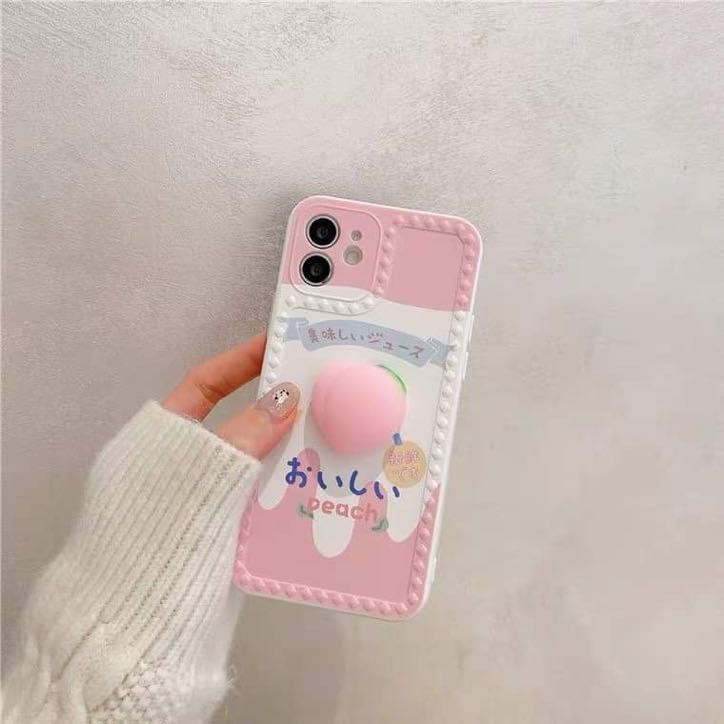 Ốp lưng điện thoại iphone gắn mochi đào 12ProMax/12/11/11ProMax/X/XsMax/6/6plus/7plus/8p Tpu silicon phụ kiện độc lạ