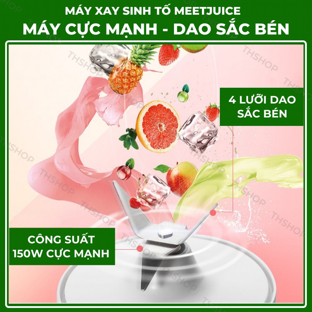 Máy Xay Ép Đa Năng Cầm Tay Meet Juice Loại 1 THSHOP, Máy Xay Sinh Tố Mini Cực Mạnh Xay Nhuyễn Thực Phẩm Trong 9 Giây