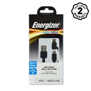 Cáp 2 in 1 Type-C và Micro-USB Energizer C11UBX2CFBK4