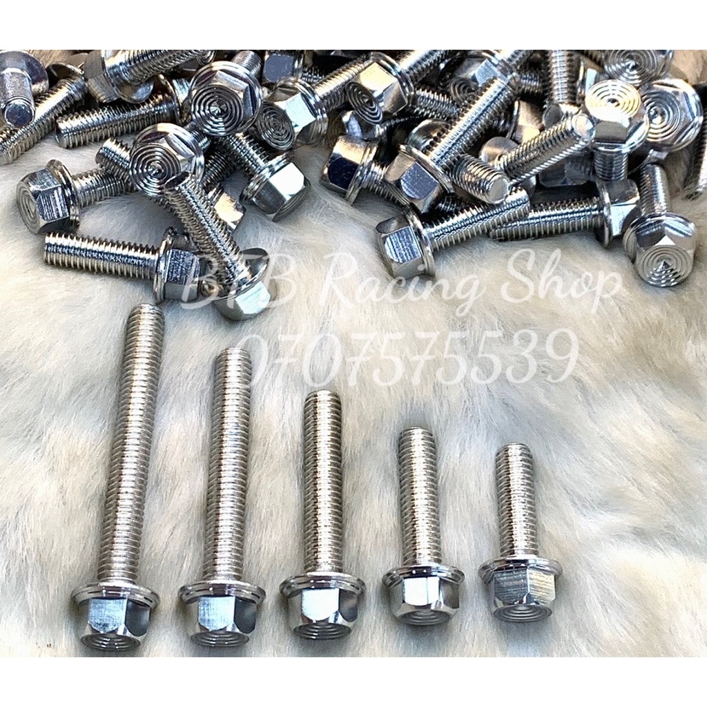 Ốc Salaya 8li mẫu Thái Trụ inox 304 đầy đủ các size gắn các dòng xe máy