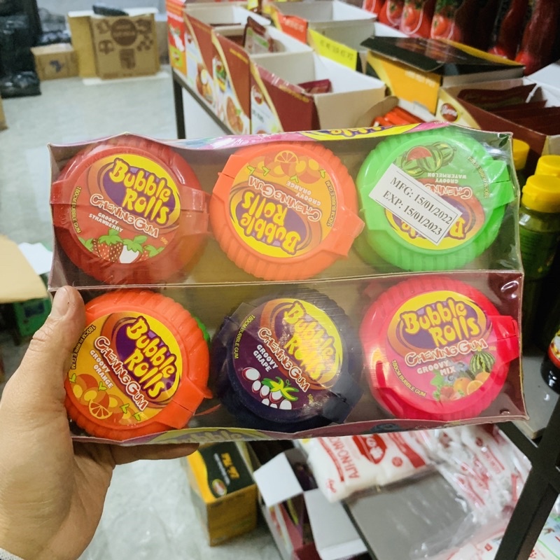 Kẹo Gum cuộn Hubba Bubble Rolls Thái Lan 56g