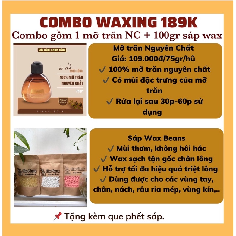 COMBO WAX BEANS MỠ TRĂN NSTORE TRIỆT LÔNG NÁCH TAY CHÂN VÙNG KÍN RIA MÉP