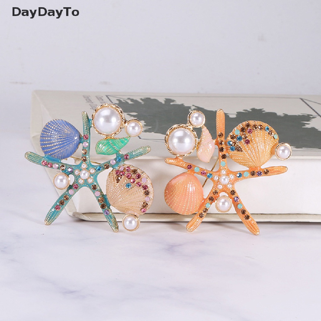 Ghim Cài Áo Hình Vỏ Sò / Sao Biển Đính Ngọc Trai Giả Thời Trang Cho Nữ