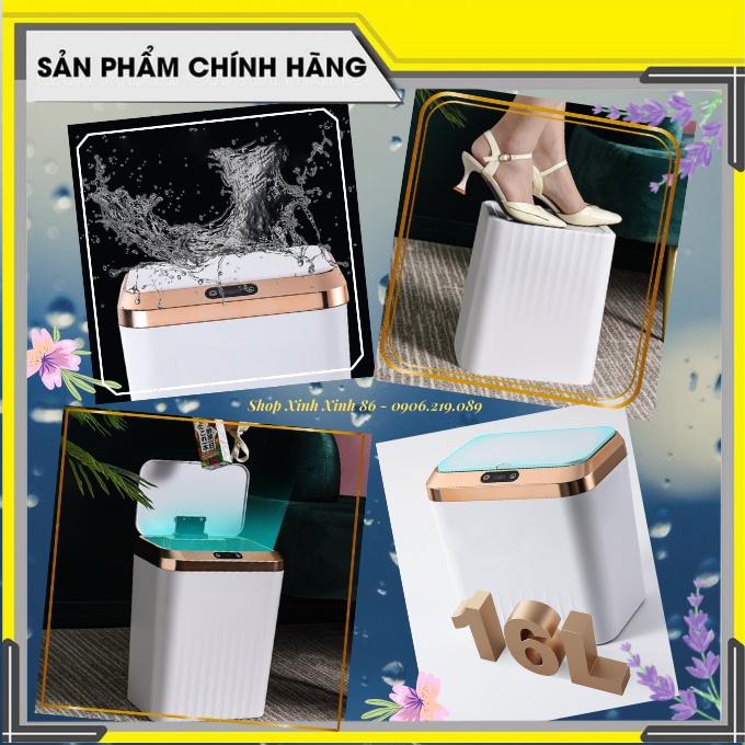 [BẢO HÀNH] Thùng Rác Thông Minh Cảm Ứng Tự Động Đóng Mở Sạc Tích Điện Dung Tích 13L-16L Kiểu Dáng Sang Trọng