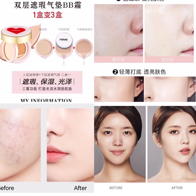 Phấn Nước NOVO AIR Cushion BB Creem 2in1 tặng kèm lỏi thay thế | BigBuy360 - bigbuy360.vn