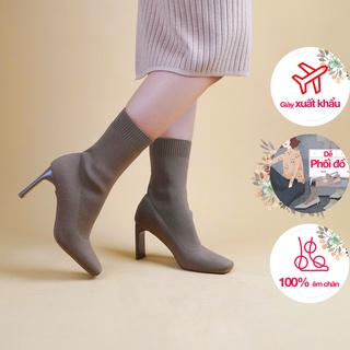 Bốt nữ cao cổ chun ôm co giãn boot nữ gót 7cm giày vnxk - Kimystore