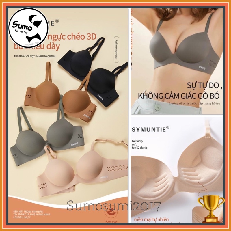 Áo lót nữ su đúc SYMUNTIE cao cấp bản hoa 3d thoáng, nâng đẩy ngực đẹp, tạo khe, không gọng. By SUMO Underwear - S03