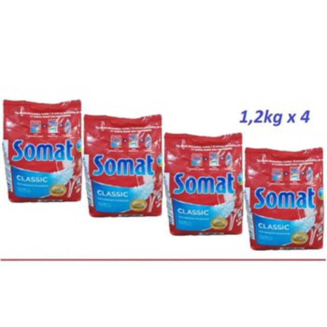 Combo 02 túi Bột rửa Ly bát Somat Classic Pulver Detergent Power 1.2kg/túi - Hàng nhập khẩu Đức