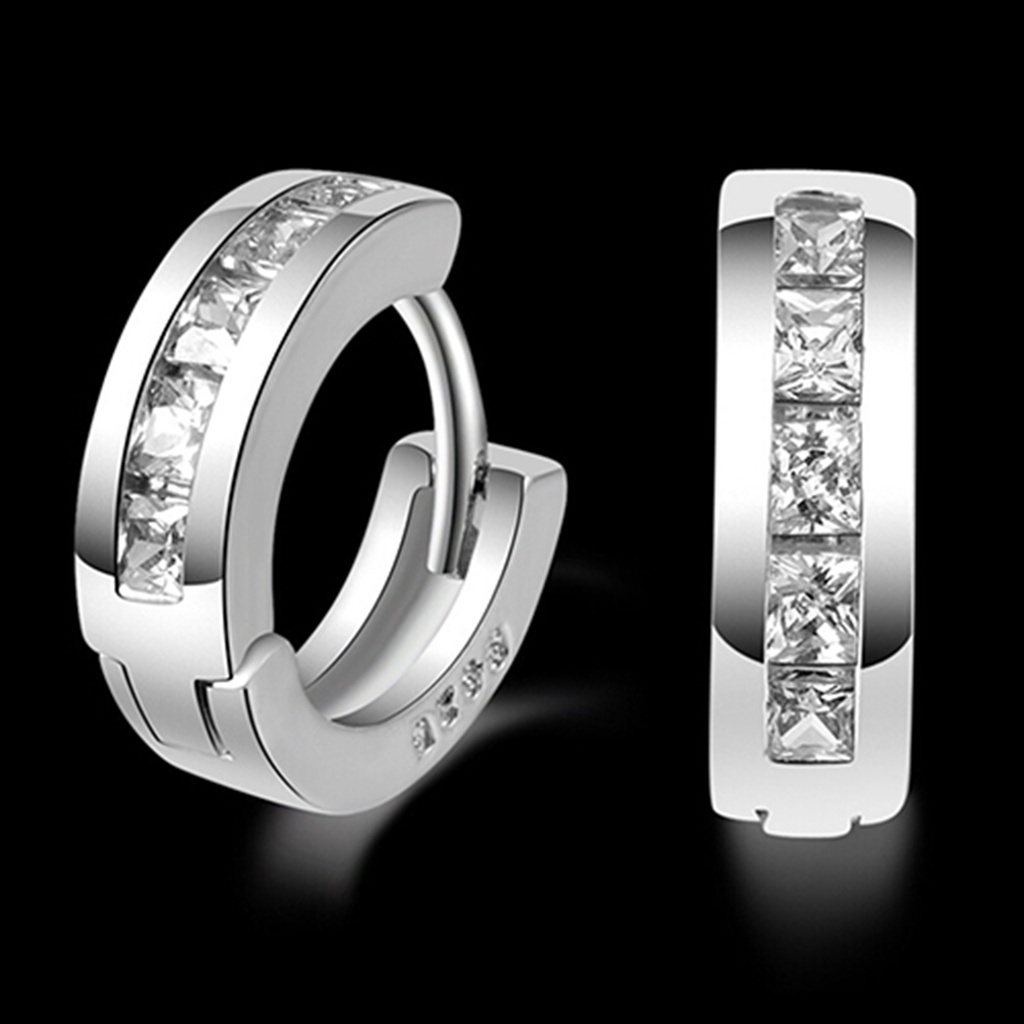 Khuyên tai đính đá kiểu dáng đơn giản thanh lịch dành cho nữ