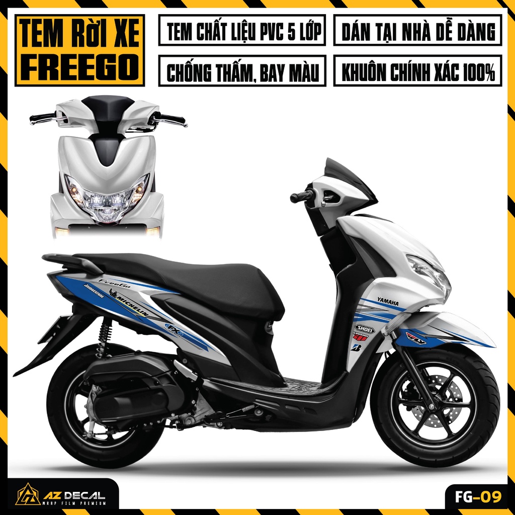 Tem Xe Yamaha FreeGo 125 / S Mẫu Michelin | FG-09 | Decal Rời Cắt Khuôn Sẵn Dễ Dán, Chống Nước, Bám Dính Tốt