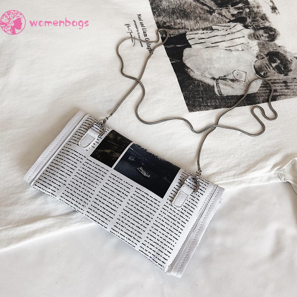 Túi mini đeo chéo thiết kế họa tiết hình tờ báo thời trang cho nữ giới | BigBuy360 - bigbuy360.vn