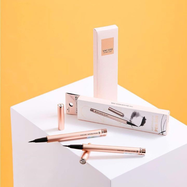 Kẻ mắt nước Vacosi 24h Waterproof Pen Rose Gold + Tặng Chì Kẻ Mắt Dạng Gel Vacosi (Silver)