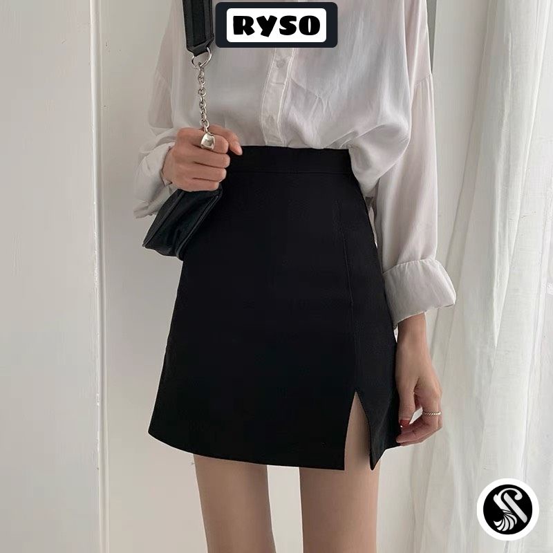 [Mã SKAMFSW175 giảm 10K đơn 50K] Chân Váy Chữ A Ngắn Xẻ Tà Phong Cách Công Sở Lưng Cạp Cao Trẻ Trung ( có quần trong )