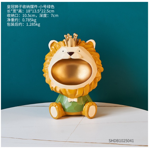 Tượng trang trí hình chú sư tử để bàn siêu xinh đựng vật dụng- bánh kẹo- chìa khóa, trưng bày hoặc quà tặng, cao 23cm