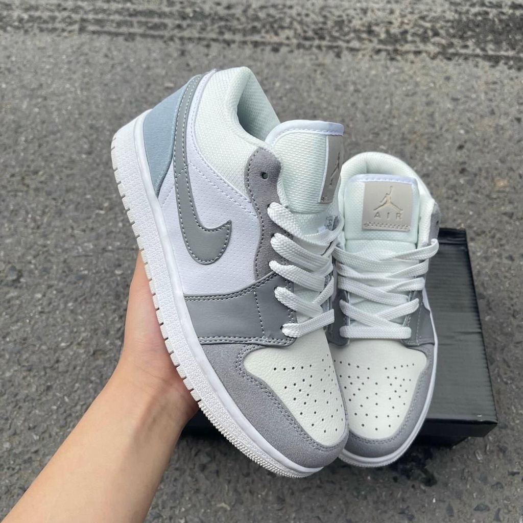 Giày thể thao nam nữ cao cấp full bill box, giày sneaker jordan Panda JD cổ thấp giá rẻ màu xám trắng cực sành điệu M23 | BigBuy360 - bigbuy360.vn