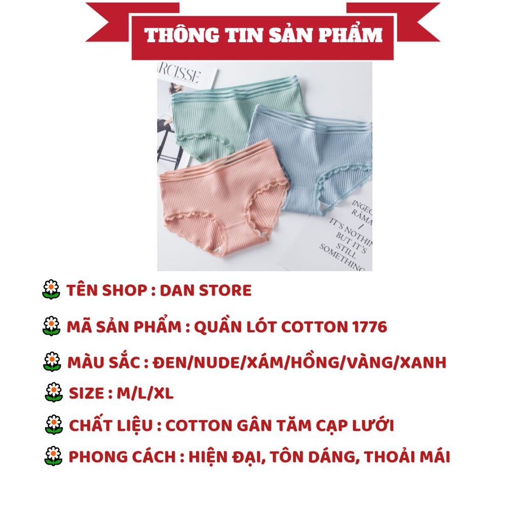 Quần Lót Nữ Cotton gân tăm cạp ren điệu đà sexy quyến rũ mã 1776 | BigBuy360 - bigbuy360.vn