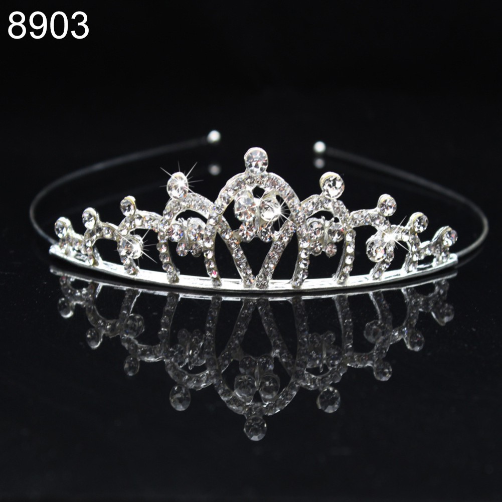 Vương miện công chúa dạng rỗng đính kim cương giả sang trọng cho trẻ em