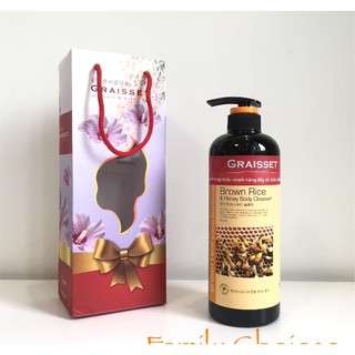 Sữa tắm trắng da tinh chất Gạo Lứt - Mật Ong GRAISSET - chai 800ml