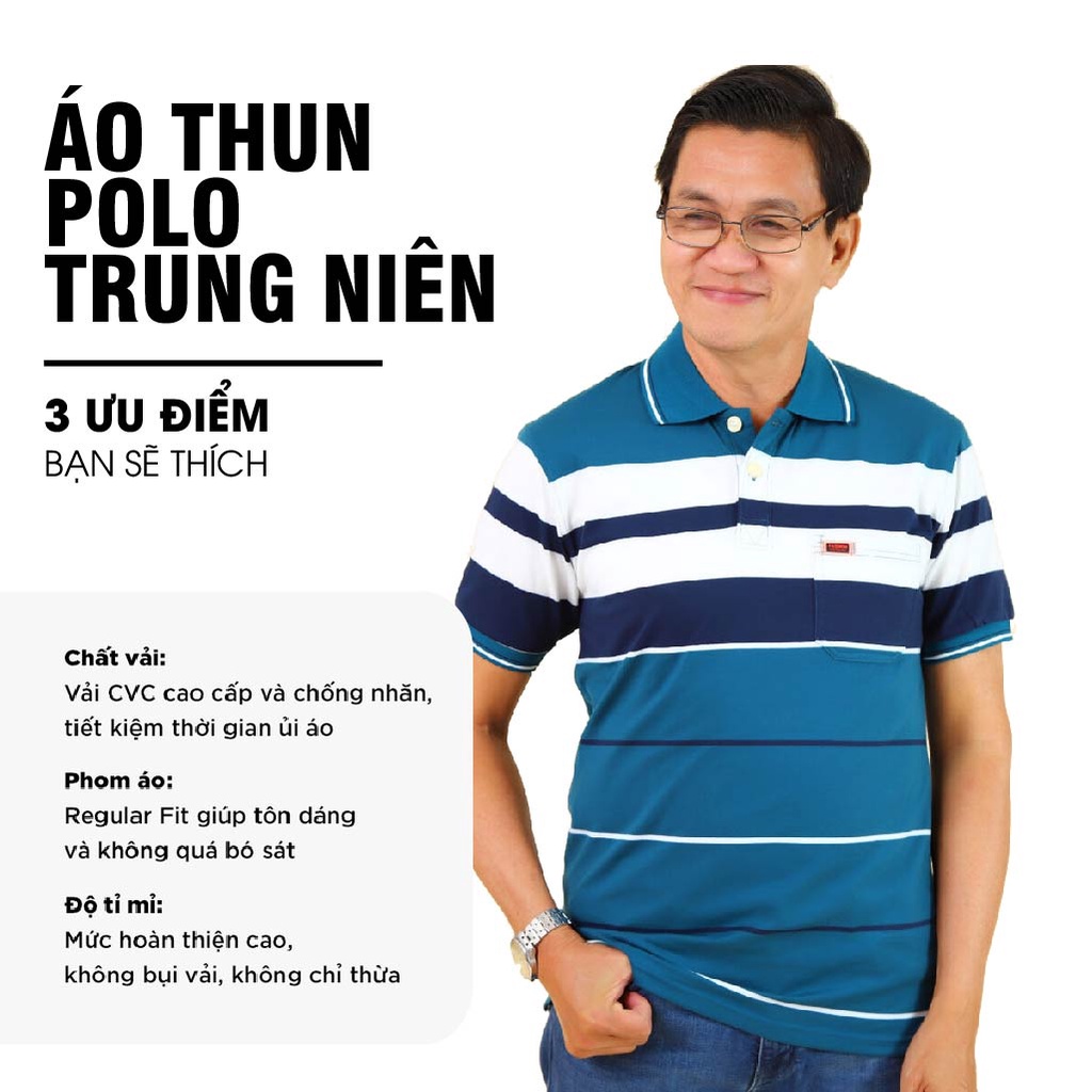 Áo thun nam có cổ trung niên vải cotton xịn loại áo thun nam form rộng rãi cho người lớn tuổi có túi SZIE 50KG-90KG