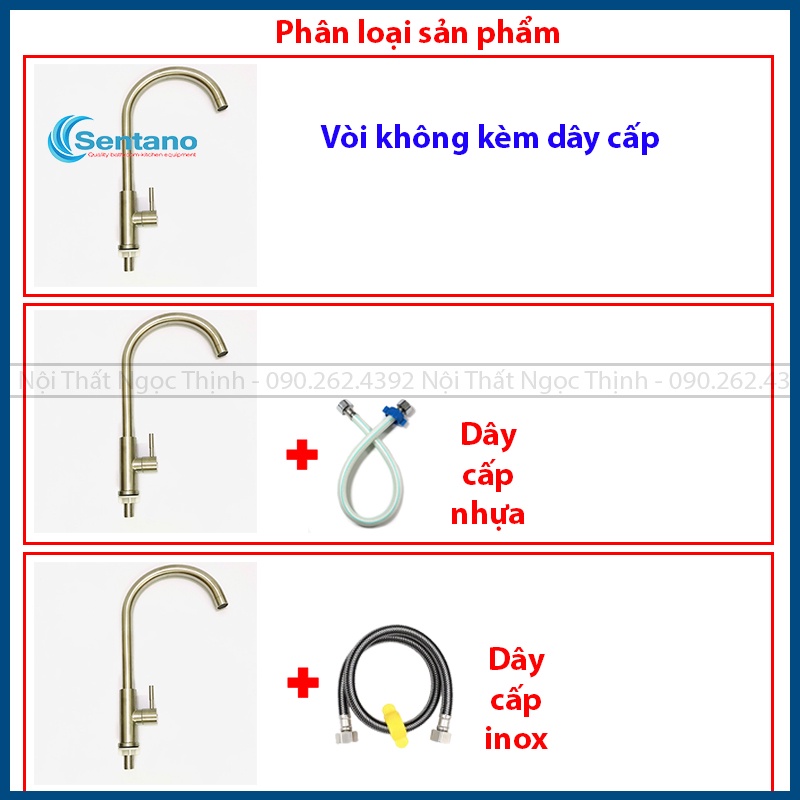 [LOẠI 1 DÒNG PLUS] Vòi rửa chén lạnh inox 304 cao cấp SENTANO STN-501 Plus hàng đúc dày chắc chắn bền bỉ trên 5 năm