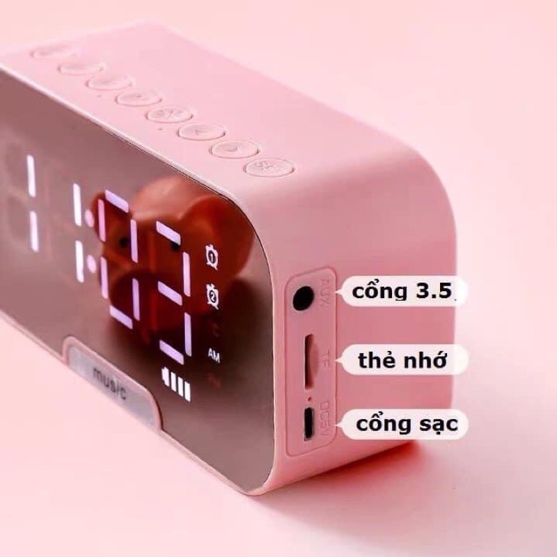 Loa bluetooth kiêm đồng hồ báo thức G10 màn hình tráng gương tích hợp đài fm cổng thẻ nhớ và usb