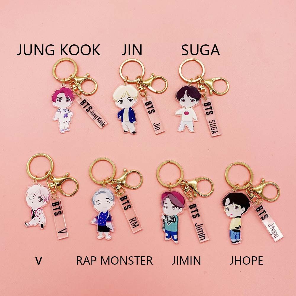 Móc Chìa Khóa Họa Tiết Bt21 Bts Jimin V Suga Dễ Thương Bắt Mắt