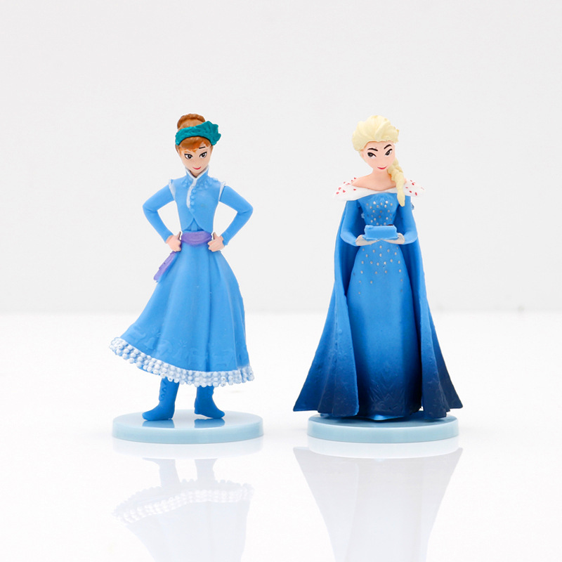 Set 2 Mô Hình Búp Bê Công Chúa Elsa Và Anna Trong Phim Frozen Trang Trí Bánh Kem