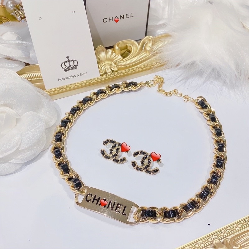 Bộ trang sức 5 món cha@nel trẻ trung sang trọng, đẳng cấp phụ kiện trang sức hari korea accessories