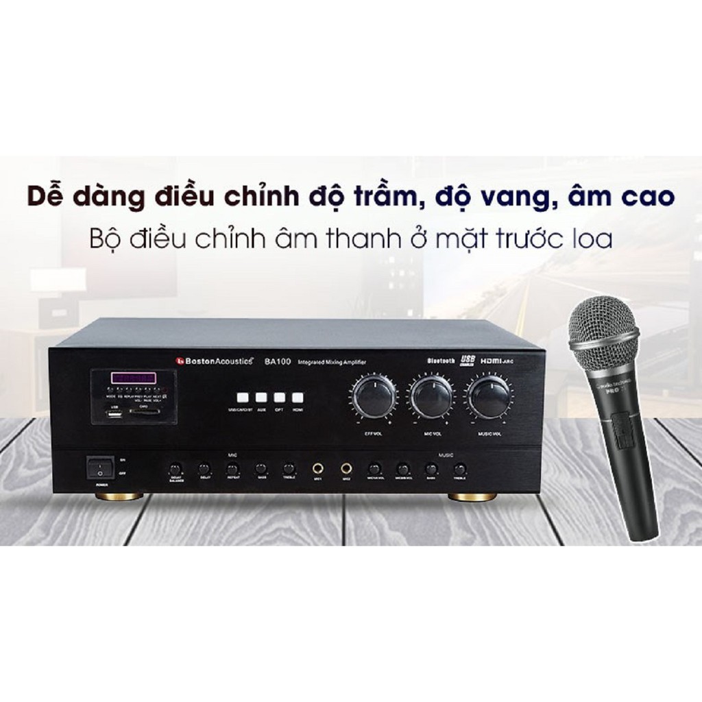 Ampli liền vang Boston Acoustics BA100 Công suất 100W/ 1 kênh,Hàng nhập khẩu chính hãng USA, có optical, bluetooth...