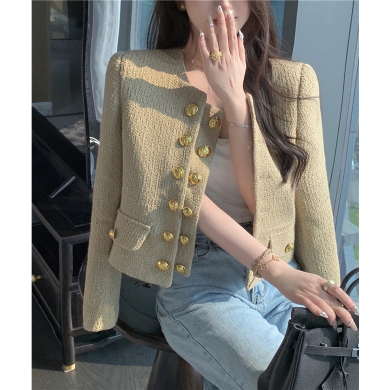 Áo dạ tweed YIMI 2 hàng cúc thời trang hottrend