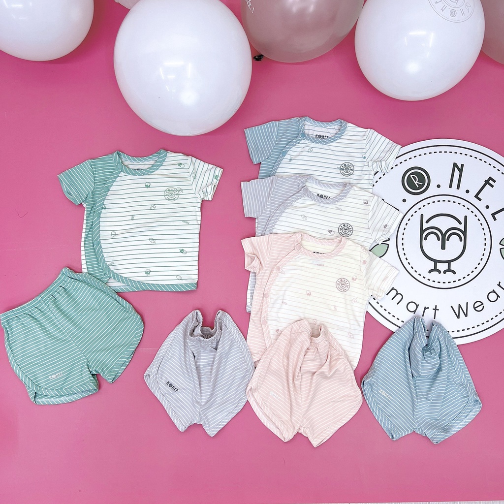 Bộ quần áo trẻ em cài chéo cộc tay HRNEE Smart Wear ice cream cho bé từ 0 đến dưới 9 tháng tuổi