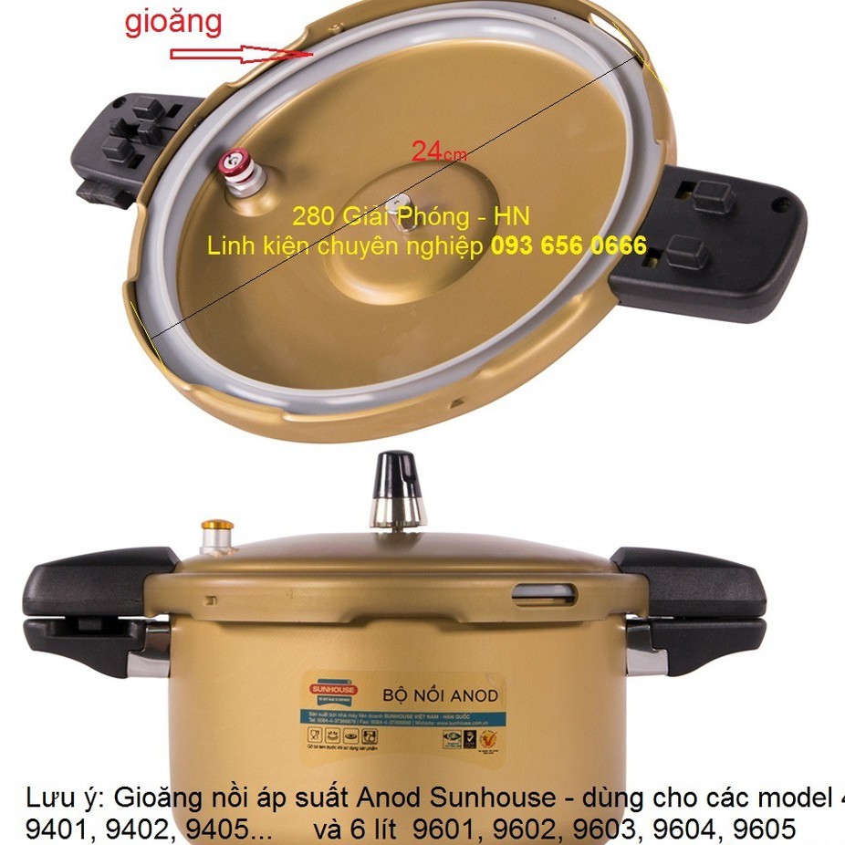 Gioăng nồi áp suất gas Anod Sunhouse
