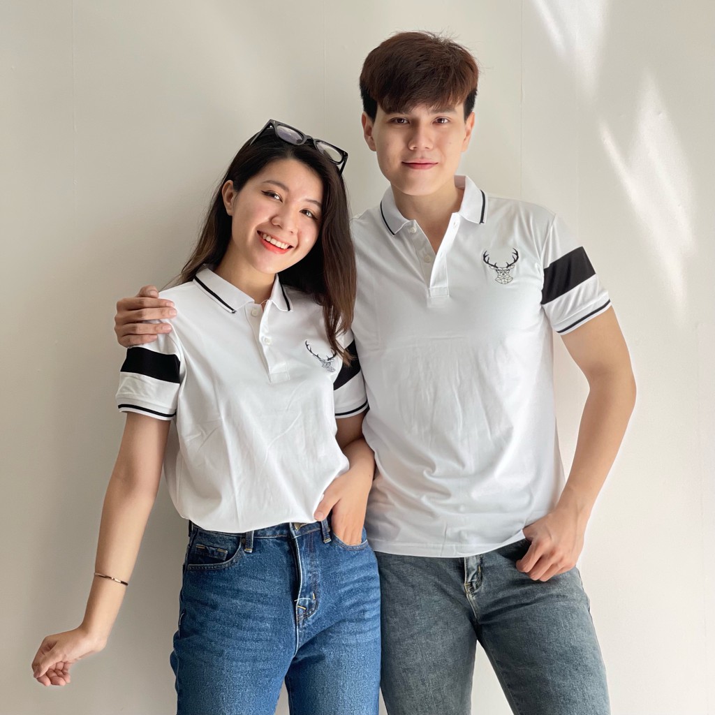 CHẤT ĐẸP 💎 Áo thun polo nam/ nữ cổ trụ phối logo hươu mã TT12 - Áo đôi, áo nhóm