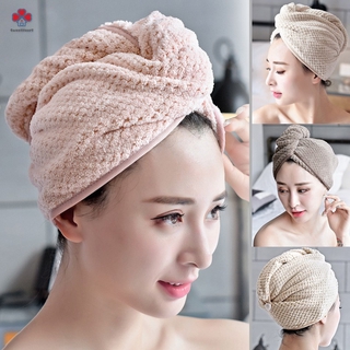 Khăn sợi nhỏ quấn thấm khô tóc nó nút cài tiện dụng
