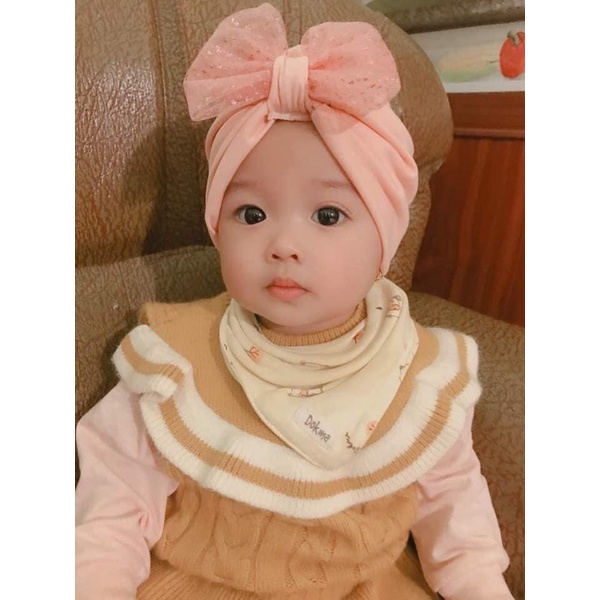 nón bé gái đính nơ sang chảnh