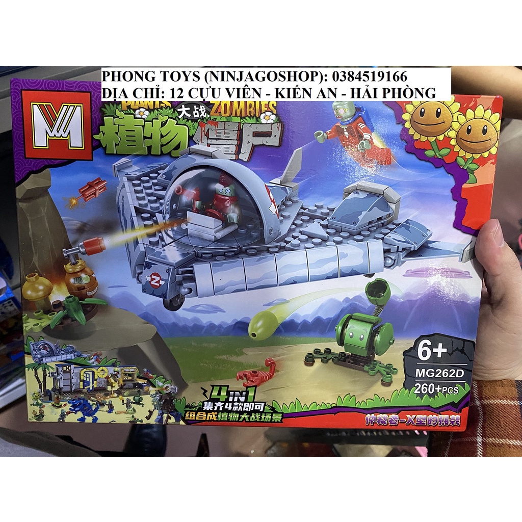 [Ảnh thật] Lắp ráp xếp hình lego 262 : Phi thuyền hoa quả nổi giận Plant and zombie 260 mảnh