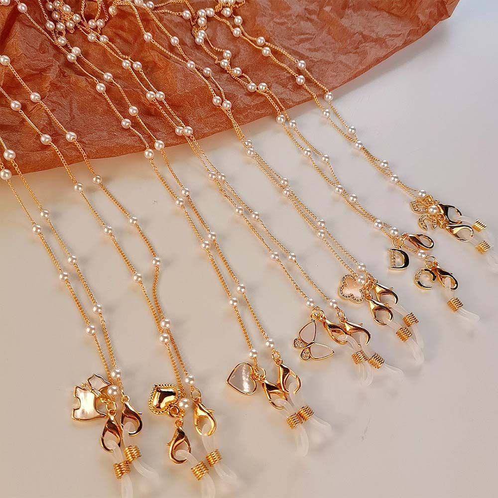 Dây đeo bảo vệ mắt kính chống thất lạc in họa tiết hoa đính ngọc trai thời trang cho nữ