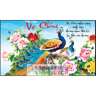 TRANH ĐÍNH ĐÁ - Tranh thêu chữ thập Vợ Chồng Công Mẫu Đơn ABC LV113 8859753610- chưa đính