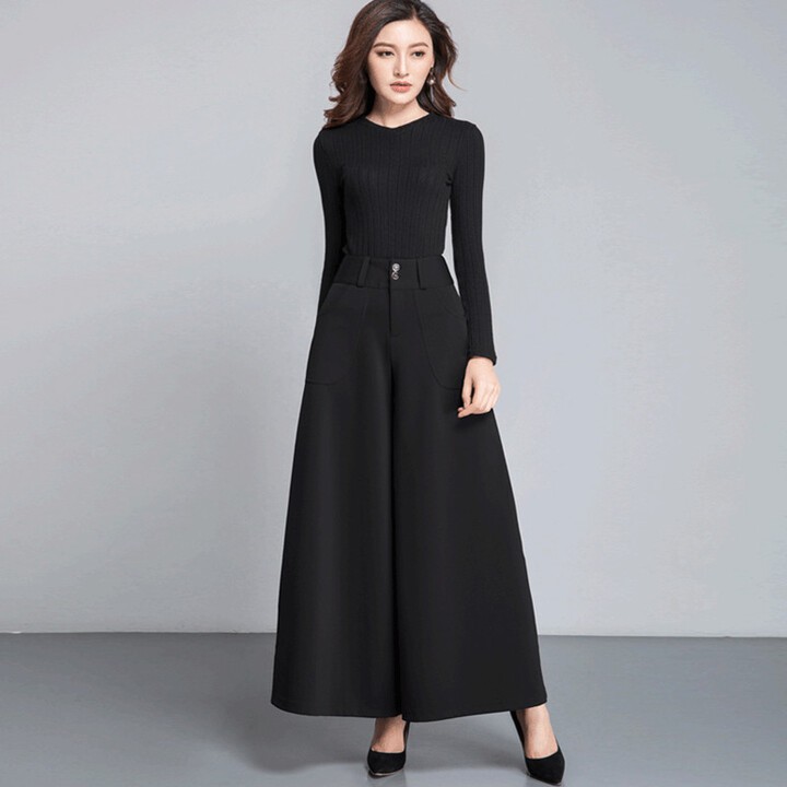 Quần suông ống rộng nữ lưng cao kéo dài chân che khuyết điểm tốt LN02 | BigBuy360 - bigbuy360.vn